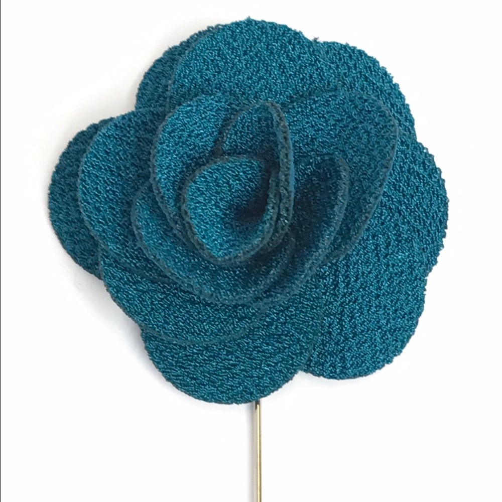 Teal Green Rose Flower Lapel Pin for Men's Suits