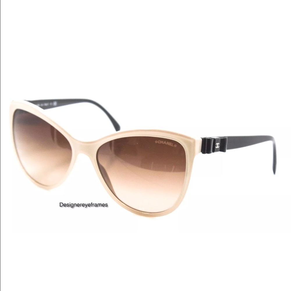 Chanel Cream & Black Quilted Bow Cat Eye Sunnies
