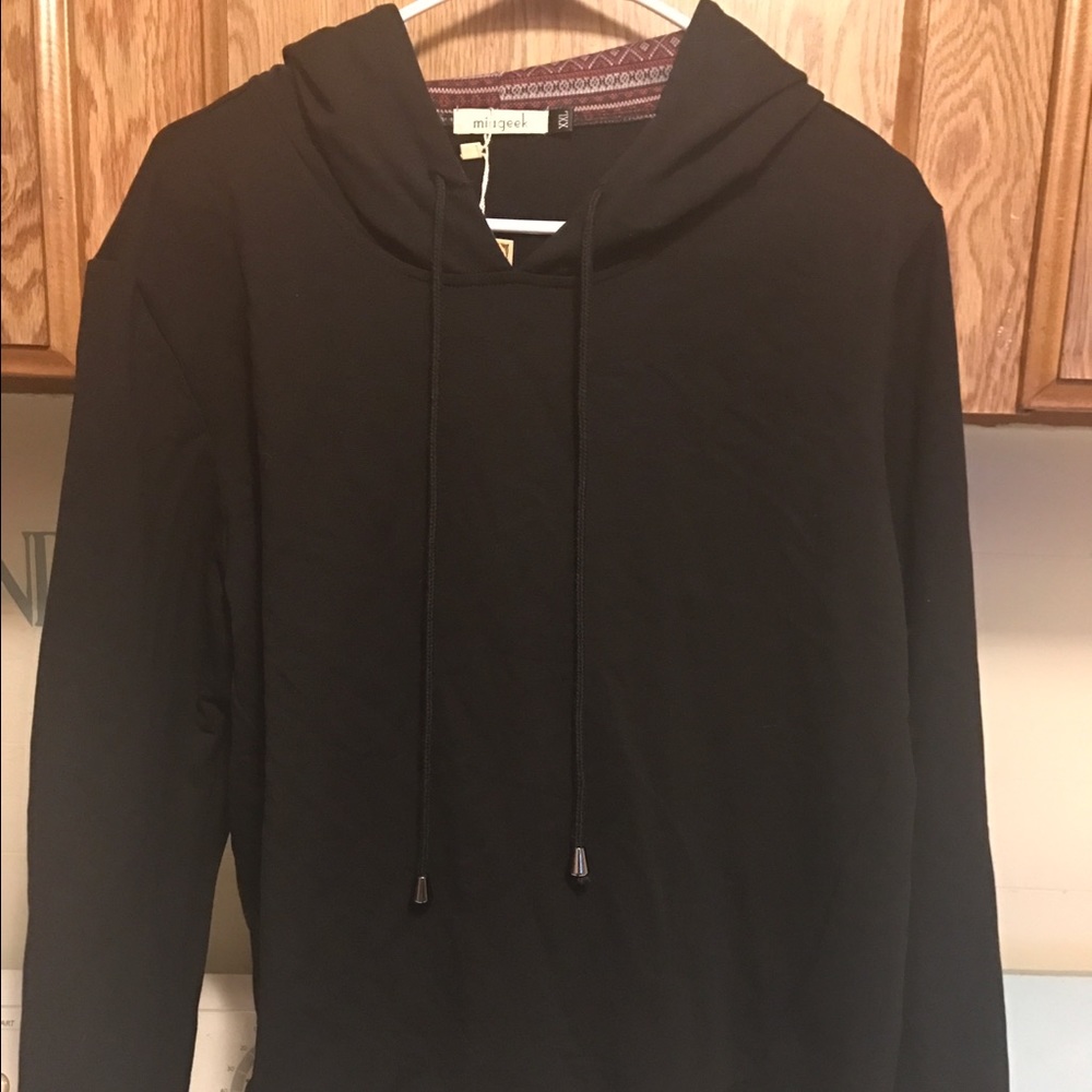 Black hoodie with tribal design interior