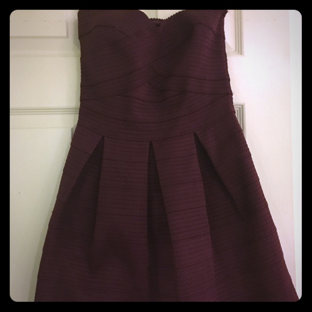 Strapless Burgundy Bandage Dress from Express