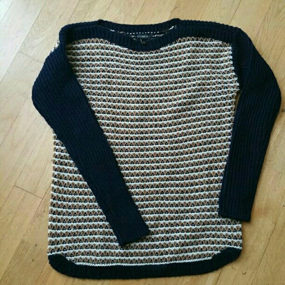 mustard & navy chunky knit sweater
