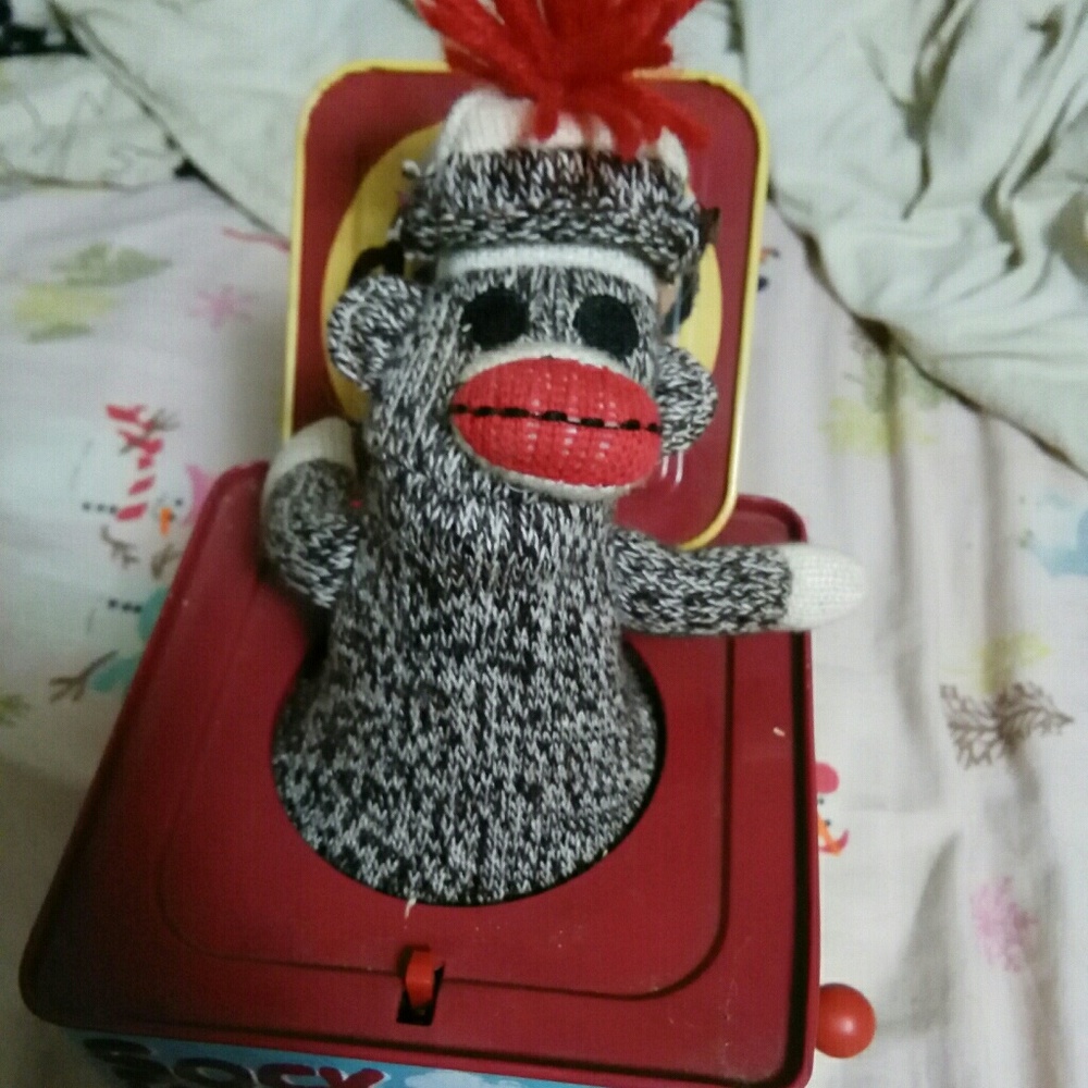 Novelty sock monkey in a box!