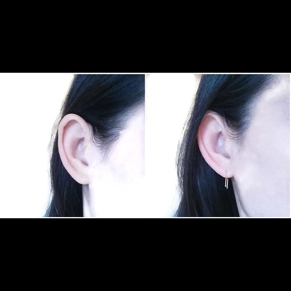 ⚡︎flash sale⚡︎ 14K SOLID Yellow Gold Staple Open Threader Earrings Small Sized - Picture 2 of 7