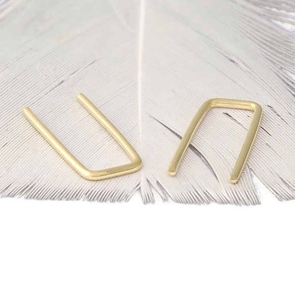⚡︎flash sale⚡︎ 14K SOLID Yellow Gold Staple Open Threader Earrings Small Sized - Picture 3 of 7