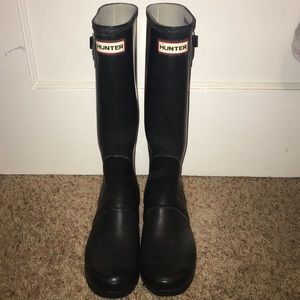 Matte black hunter boots
