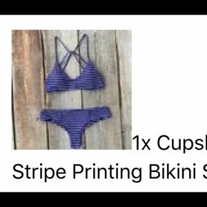 Blue & white striped bikini