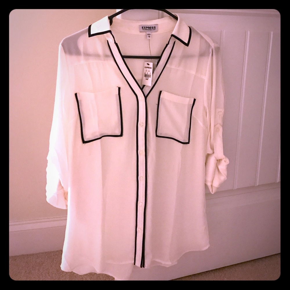Button-down black and white express shirt