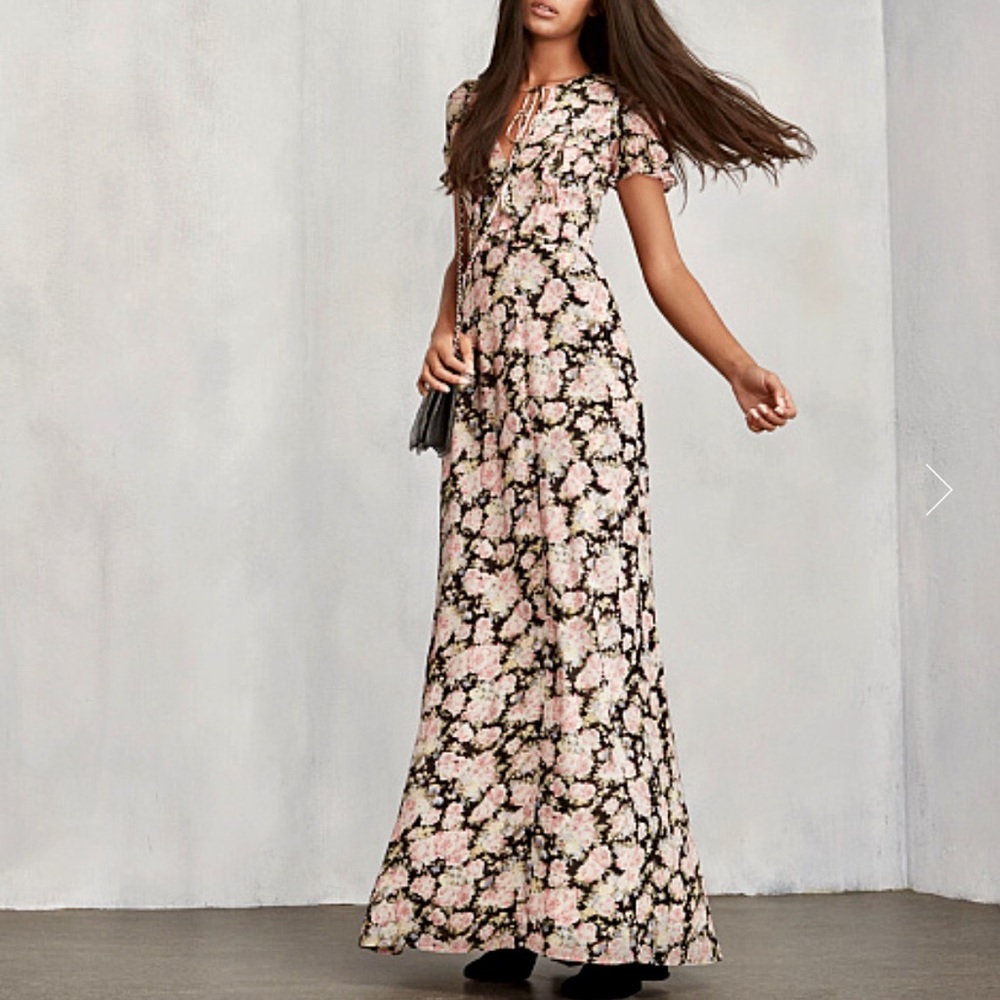 Reformation floral Huntington dress in China Rose