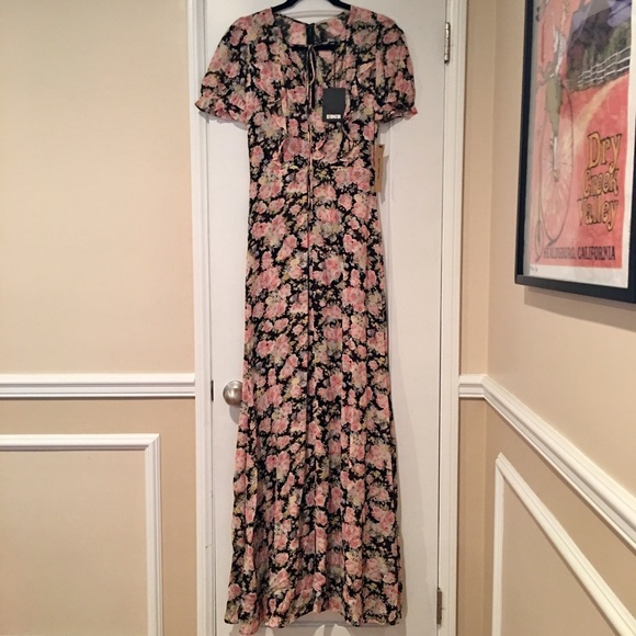 Reformation floral Huntington dress in China Rose - Picture 3 of 4