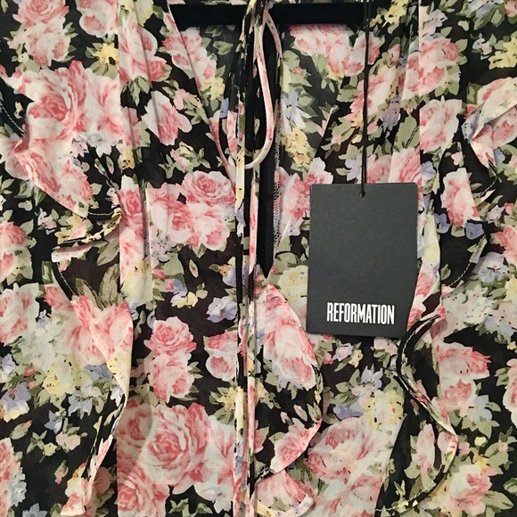 Reformation floral Huntington dress in China Rose - Picture 4 of 4