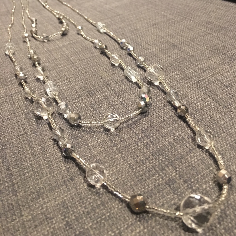 Long layered beaded necklace