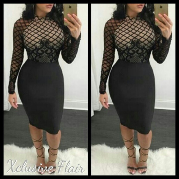Dresses & Skirts - New Mesh Patchwork Sheath Dress PRICE FIRM