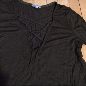 Lace up long sleeve tee