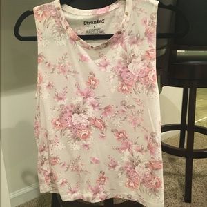 Cream and pink floral tank
