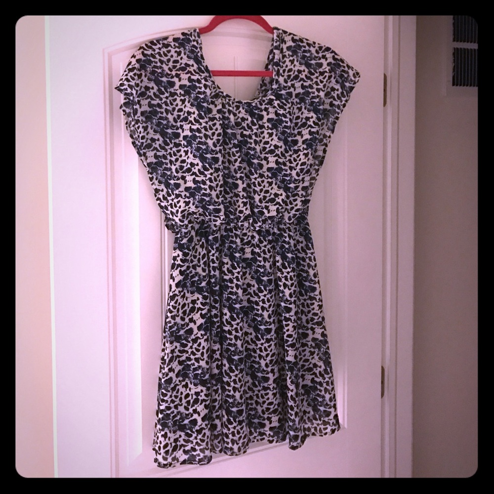 Blue and white bar three dress