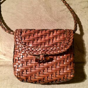 Genuine Brown Braided Leather Purse