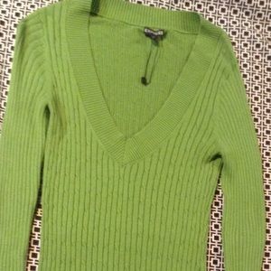 Express Knit V-neck Sweater in Green