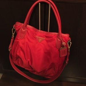 Prada red nylon tote