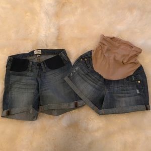 2 pairs of maternity distressed denim shorts