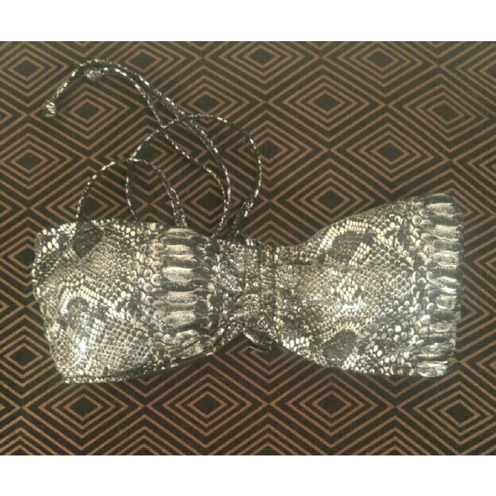 Black and Silver Snakeskin Bandeau Bikini