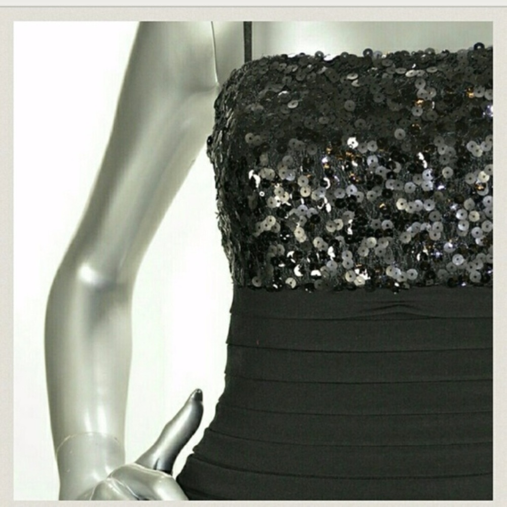 Calvin Klein Sequin Bust Shutter Pleat Dress