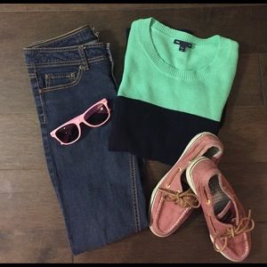 Lightweight Mint and Navy Gap Sweater sz M