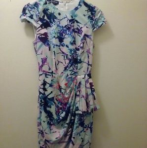 Bebe Floral Geometric Tulip Dress
