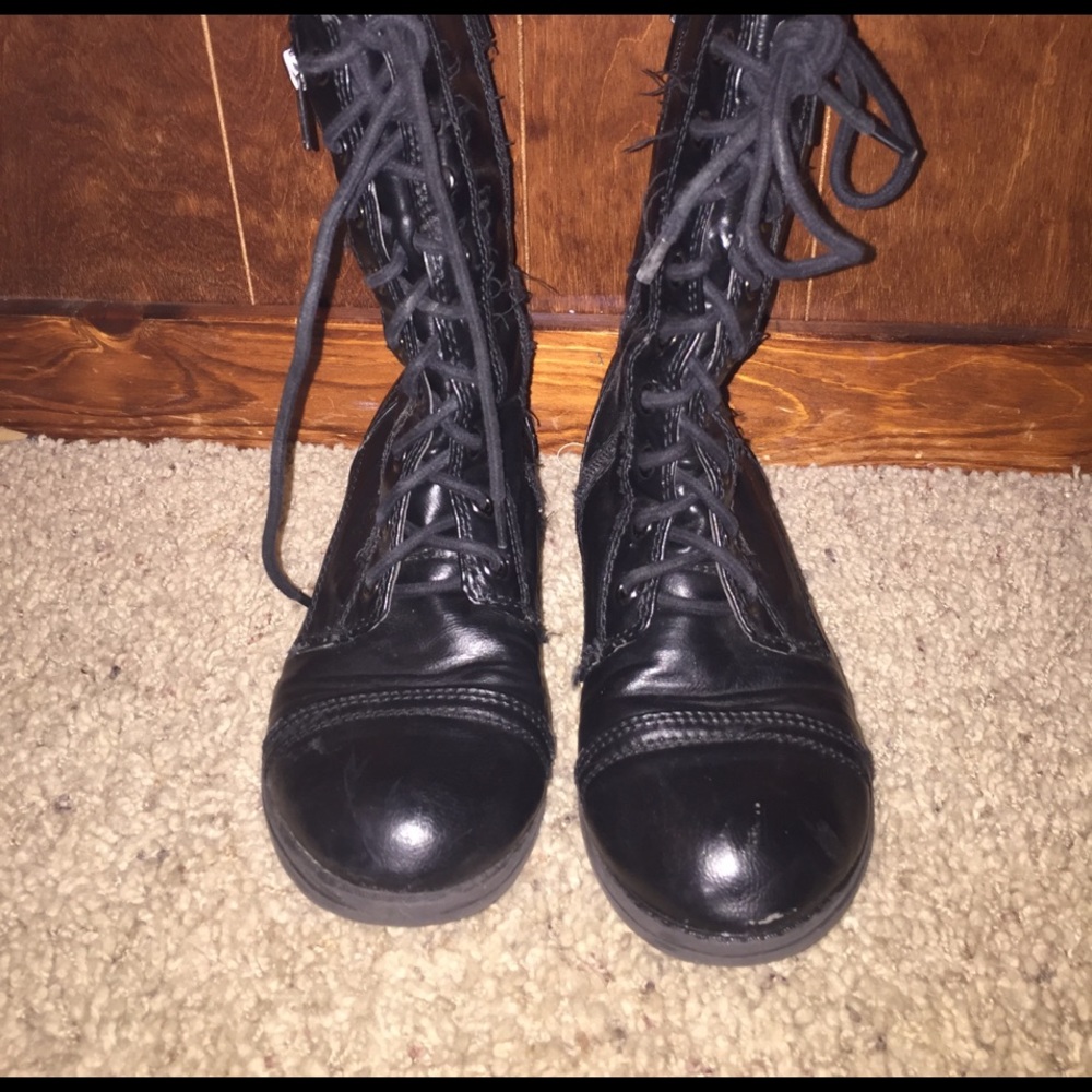 black combat boots
