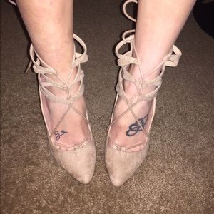 Charlotte Russe Suede Lace Up Pumps size 8!