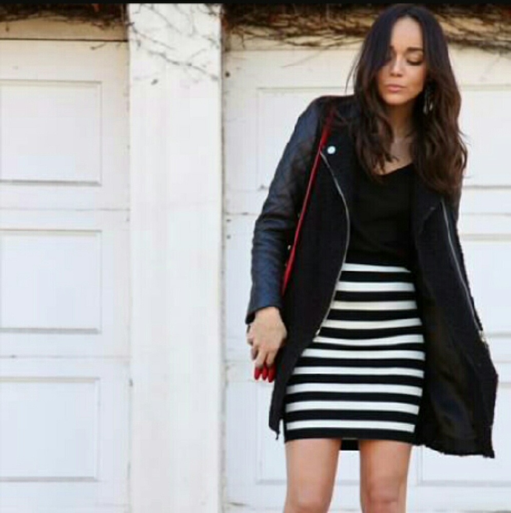 Zara Quilted leather sleeve, wool coat. Med.