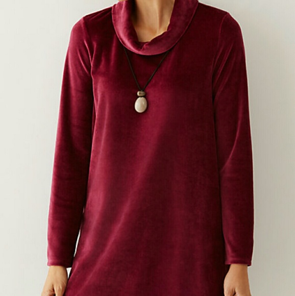 J. Jill Tops - J. Jill Velvet Metallic Red Cowlneck Longsleeve