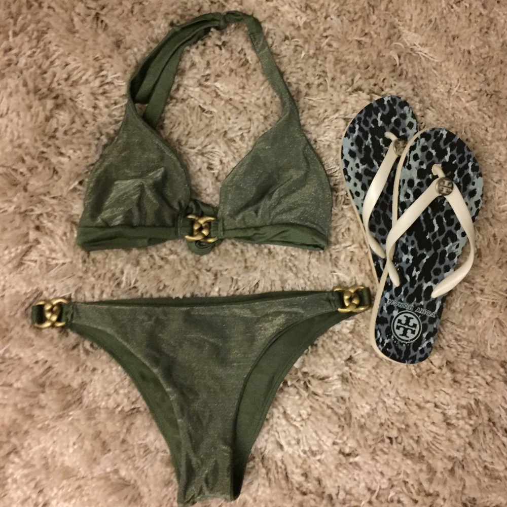 NWOT Juicy Couture Reversible Olive Bikini