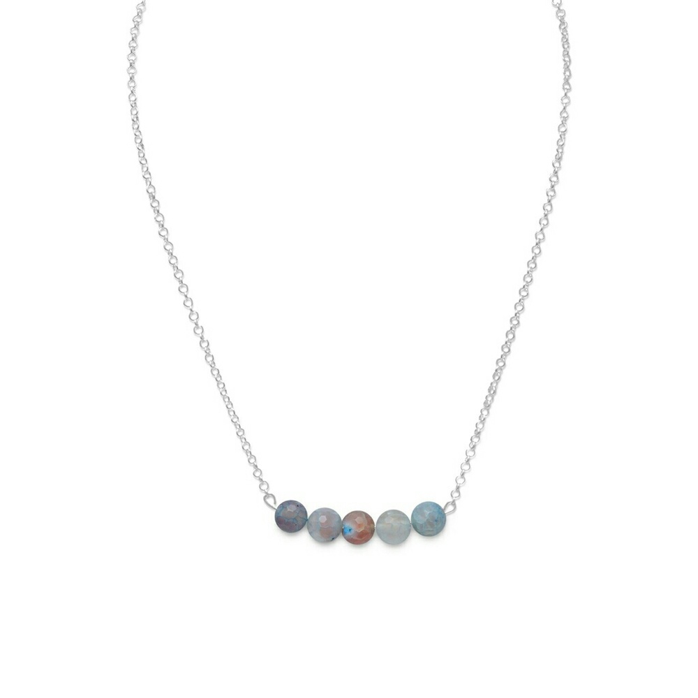 Handmade Necklace with Faceted Fire Agate Bar