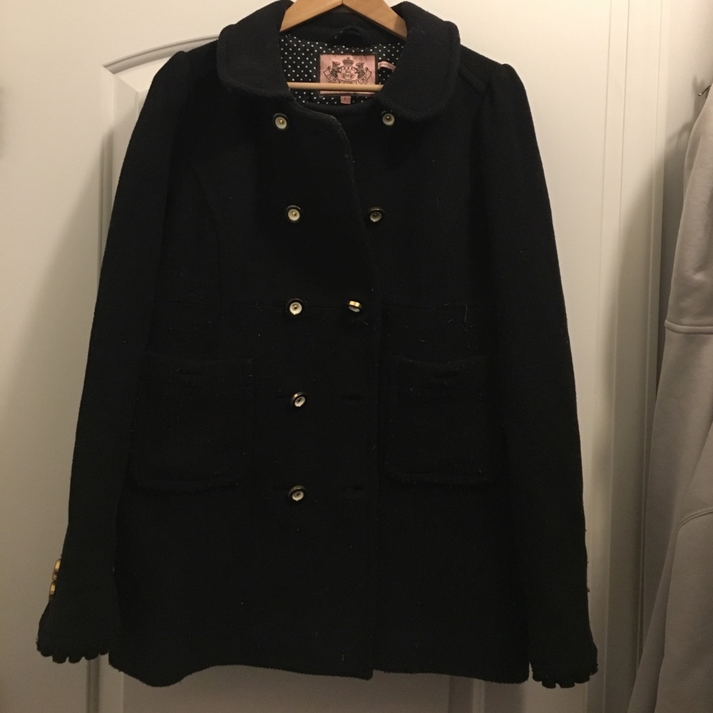 Juicy Couture Black Wool Peacoat