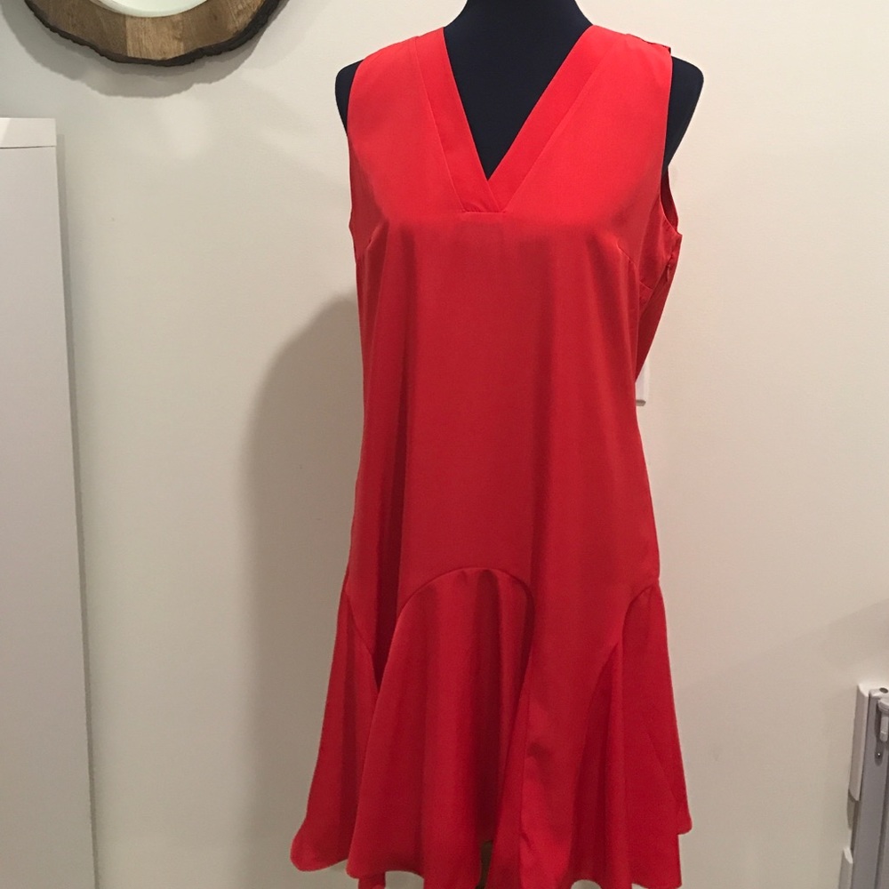 J.Crew Red Sleeveless Flounce Dress Sz. Medium