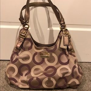 Coach Bag - purple satin inside with 3 sections.
