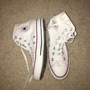 Barely worn classic chucks white red navy high top