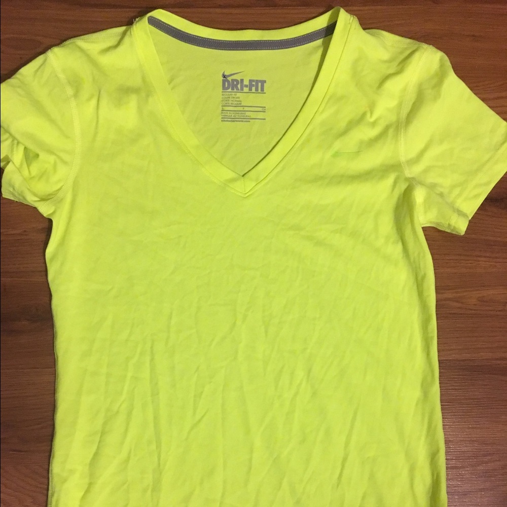 Nike Dri-Fit Neon V neck Shirt. NWOT