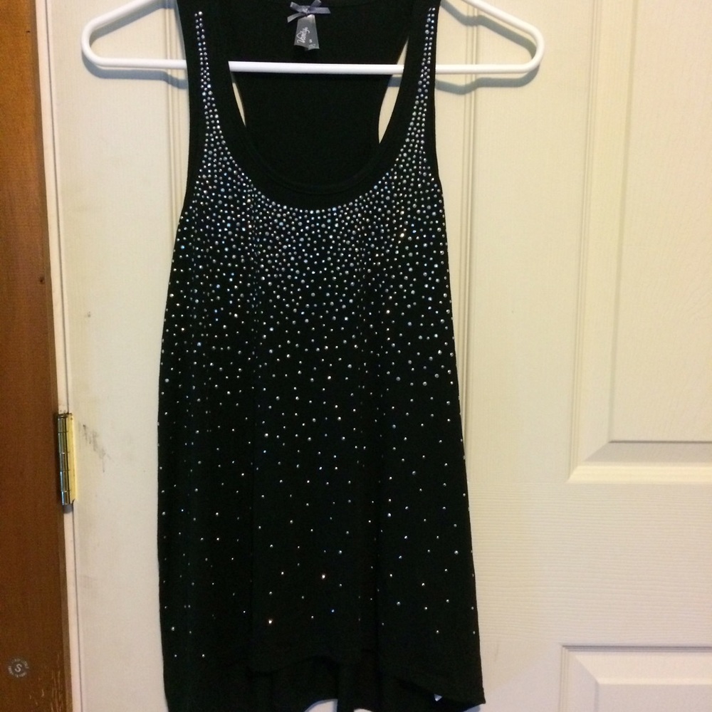 Vanity Jeweled Black Tank Top