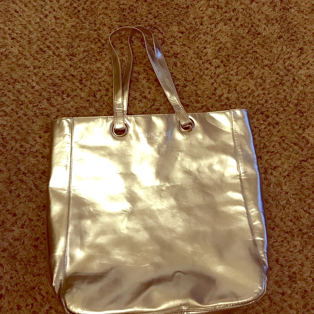 Silver Clinique tote