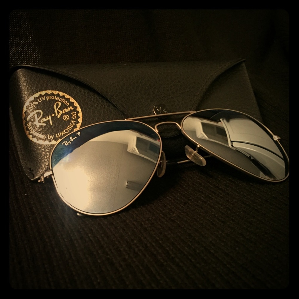 Barely Worn Polarized Silver Aviator Flash Lenses