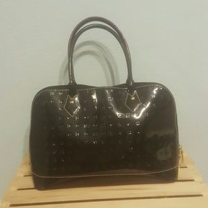 Authentic Italian black patent leather handbag