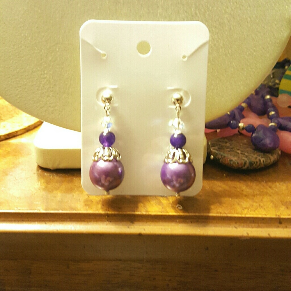Love Purple Dangling Earrings