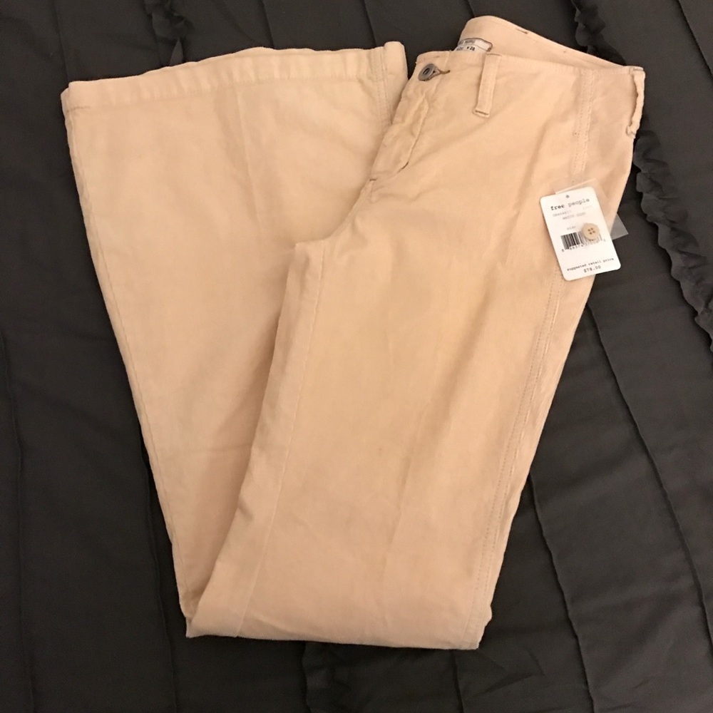 Free People Cream Corduroy Bellbottoms