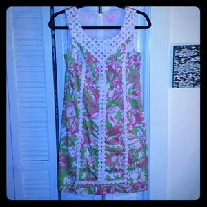 Lilly Pulitzer green and pink fitted dress