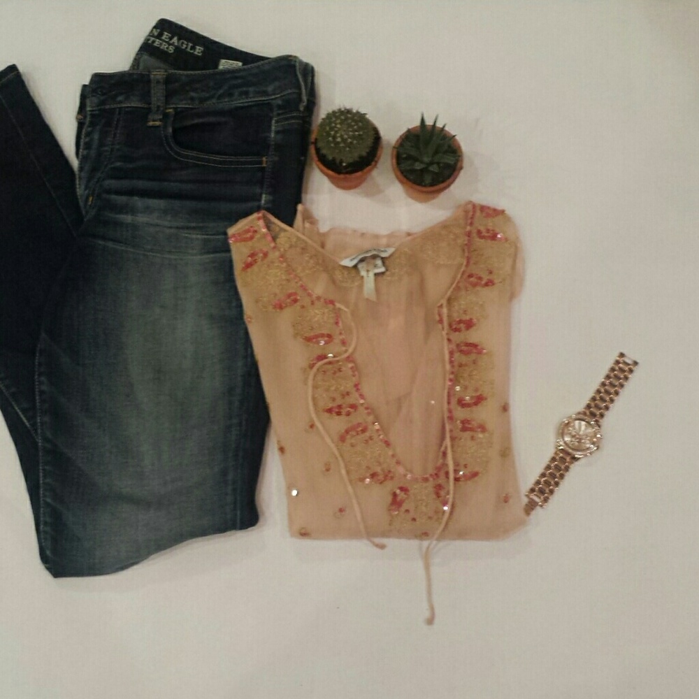 Abercrombie & Fitch Pink Sequened Top