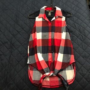 Flannel short cut sleeves