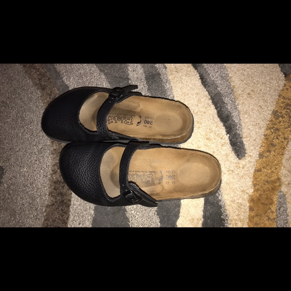Birkis Birkenstock black Mary Jane clogs