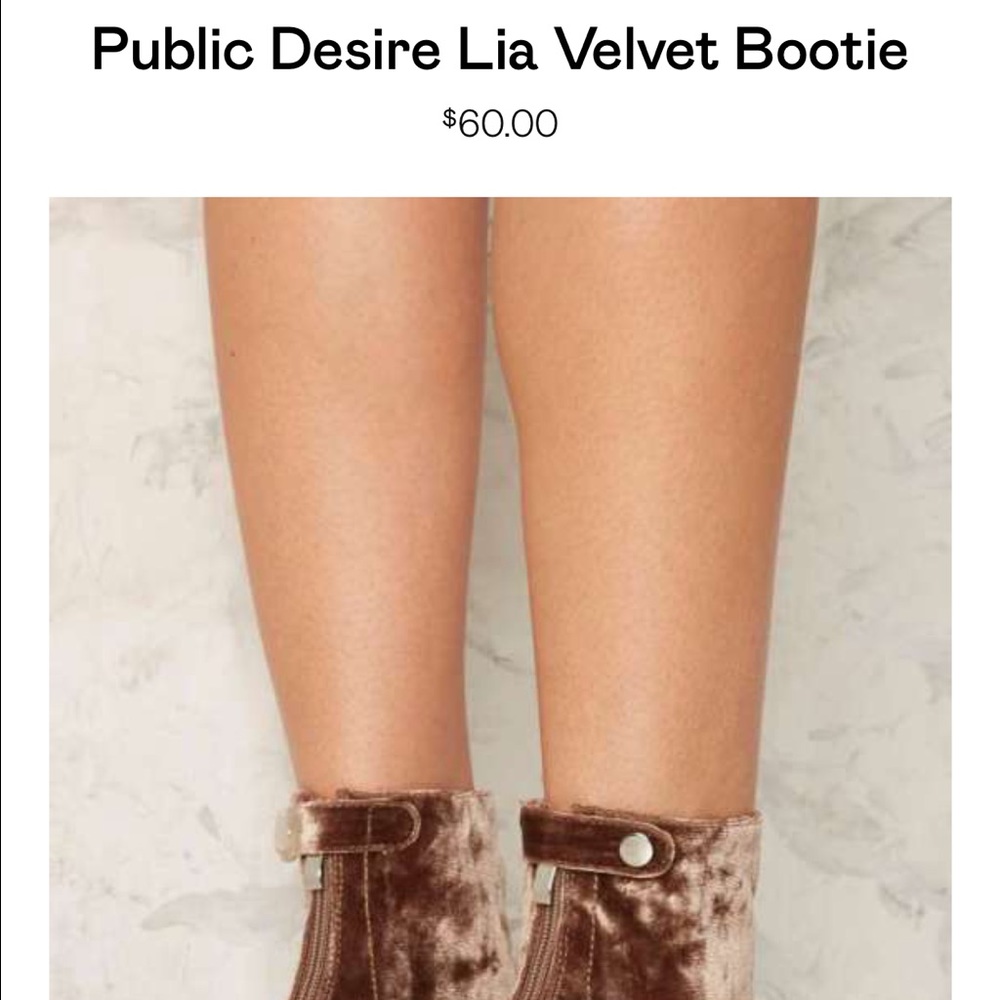 NIB Public Desire Lia bootie in gr crushed velvet