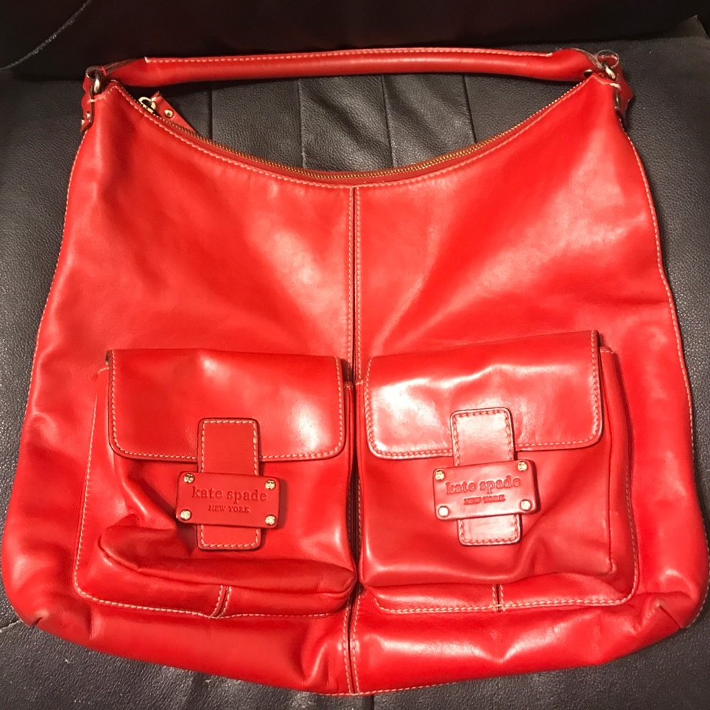 Red leather Kate Spade purse (authentic)
